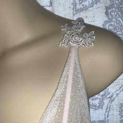 Bella Donna Intima Nightgown Pink Sheer Sides Lace Trim Medium New knit NWT