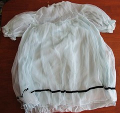 VTG 1950s-1960s CARILLON LITE BLUE BABY DOLL NYLON FRILLY LINGERIE NITEY SET med