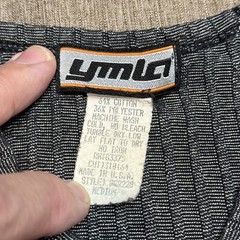 Vintage YMLA Shirt Womens M Tight Fitting Gray Ribbed USA Polyester Cotton