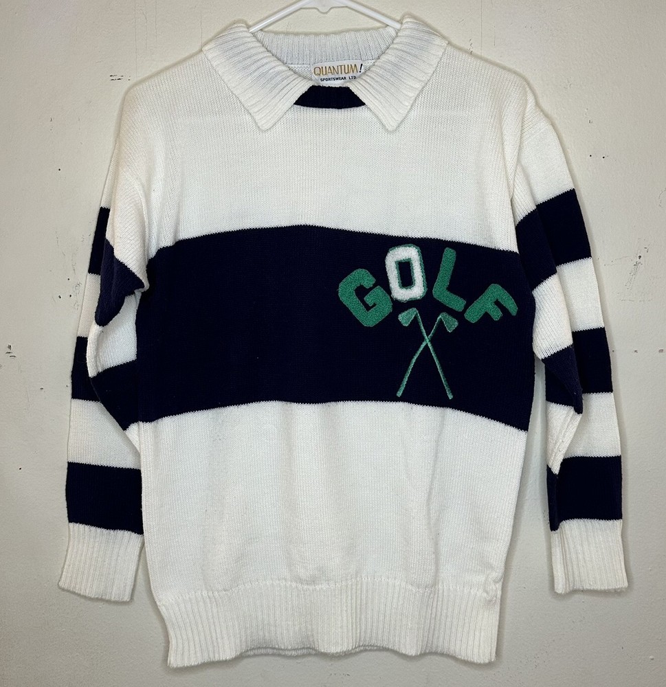 vtg 80s Quantum Acrylic Golf Sweater Size M/L