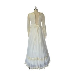 Gunne Sax Prairie Corset Maxi Dress Size S 7 Cream Lace Vintage 70s Bridal Gown