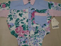 VTG Gitano Womens Top M Floral Button Up Crop Tie Western Rodeo Cowgirl 90s NWT!