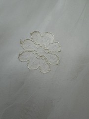 Vtg Bridal Wedding 57″ Veil 2-Tiered Tulle Lace Pearl Wired Cap 1950s/60s