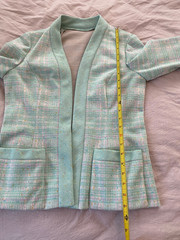 Vintage 60s Mod Sea Foam Green Plaid Dress Blazer Suit by Eleanor Brenner