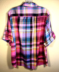 Vtg Miss Fashionality Blouse Shirt Roll Tab Sleeves Front 1/3 Down Buttons 13/12