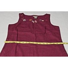 Vintage Dress Shirt Set Studio Ease Size 8 90s Wine Red Butterflies Linen Rayon