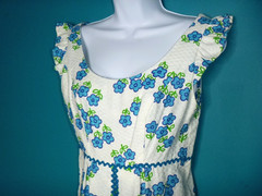 Vtg 70s Alfred Shaheen Textured Cotton Maxi Dress Flower Power Hawaii Sz S