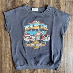 Vintage 80s Harley-Davidson Real Steel Heritage Softail Sleeveless Sweatshirt S
