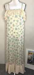 Vintage Sears Long Nightgown Nylon Floral Ruffle Lingerie Sz L 38 40 USA