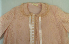 Vintage Odette Barsa Pink Nylon Lace Peignoir Set SMALL New Old Stock Tags Fancy