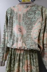 80’s Preppy Hippie tie-dye look sweatshirt top + rayon skirt – Medium