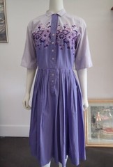 60s/70s VTG Purple Floral Dess Rockabilly, Retro, Pin-Up, Swing, Hipster, Mod