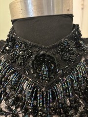 Vintage Oleg Cassini Black Tie Beaded Illusion Gown W/Trumpet Skirt. Size 6 EUC