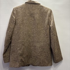 VTG Alex Colman Brown Blue Plaid Houndstooth Poly Wool Blazer Preppy 70s S/M