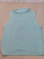 Vintage Y2K Sparkly Sleeveless Turtleneck Silk Angora Knit Top Aqua Blue Spring