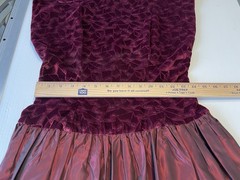 VTG 80s Cocktail Party Taffata Velvet Prom Back Bow Burgandy Size 8 Cocktail