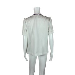 Vintage 70s Open Top Women’s Large Lavender White Diamond Print Cardigan