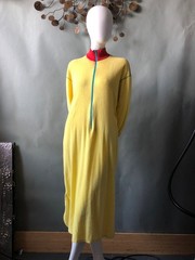 Rare Vintage 70s 80s CLOVIS RUFFIN Boutique Yellow Terry Cloth Robe Caftan M L
