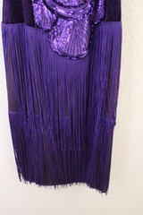 Purple half velvet 1/2 tassels dress Sz S Great for Flapper Dress party