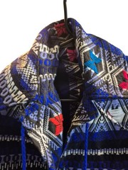 Vintage 1970s Cobalt Blue Aztec Blue Free Size Poncho Shawl Western