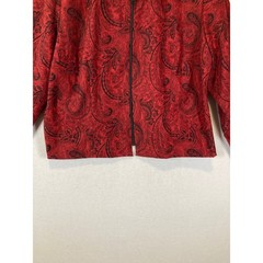 Vintage Aesthetic Positive Attitude Women Petite 22 Red Paisley Zip Jacket