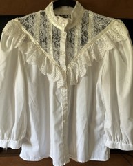 Gunne Sax Vintage 70s Victorian Style Cream Lace Blouse Women’s S-M READ Size