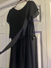 Vintage Lorac Original Black Layered Flowy Dress Size 14 1/2 Polyester