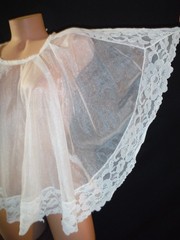 Gorgeous! VTG 50s/60s Sheer Shimmer Caplet/Shawl Lace Trim Lingerie One Sz S,M,L