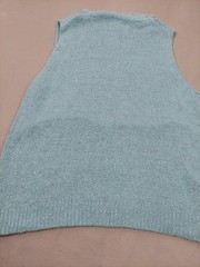 Vintage Y2K Sparkly Sleeveless Turtleneck Silk Angora Knit Top Aqua Blue Spring