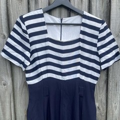 Vintage Striped Navy Jumpsuit