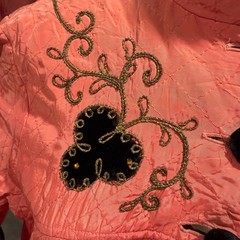 1940s Quilted Satin Hostess Robe – Coral Pink Antique Vintage Boudoir Lingerie