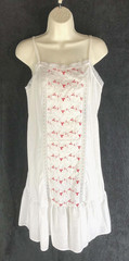 Vintage Gilead gown sz M Embroidered Eyelet Panel Lace Ruffle Hem