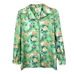 Vintage 60s Hamilton 8 Dallas Floral Gauze Button Long Sleeve Shirt Women 36