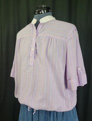 Vtg Miss Fashionality Purple/Orange/Green Striped Top w White Collar Size 17/18