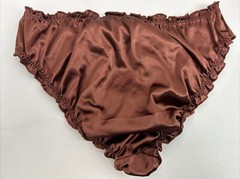 Glossy Butter Second Skin Satin Bikini Panties Sissy Wet Look Silky Ruffles M/L