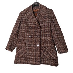 Vtg Brown Tweed Coat with Fur Lining – Repair or Restoration – See Measurements