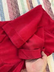 Vintage 40s 50s Red Corduroy House Dress Chore Dress Full Zip Workwear 25/26”