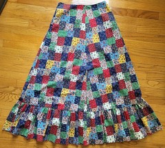 Vtg 70s Patchwork Maxi Skirt Floral Calico Boho Hippy Prairie Ruffle Cottagecore