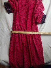 Vintage Toni Todd Maxi Dress Womens Size 14 Red Leaf Print Half Sleeves Boho