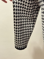 Vtg 80s Long Cardigan Sweater Houndstooth Velvet Trim HEAVY by Seventeen Brazil