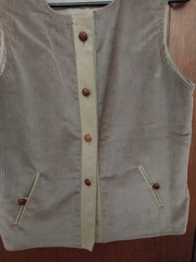 Vintage Corduroy Vest,”Paula Saker”Size12,Wood Buttons w/2 Lower Front Pockets