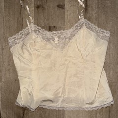 Vintage Barbizon Tan Nude Camisole Slip Nylon Lace Top Size Large
