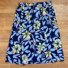 Vintage Floral Midi Skirt Womens Plus Size 1X/2X 37-39″ Waist 1990s A-Line