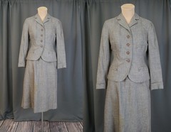Vintage 1950s Tailored Brown Suit Jacket, 33 bust Junior Size, + damaged skirt