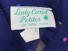 VTG 60S 70S WOMENS BLUE POLKA DOT BUTTON BELTED PARTY FUN CUTE RAYON DRESS