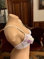 Vintage Bra Seamless Smooth Lace White Polyester Nylon Adjustable 1970s NEW 34C