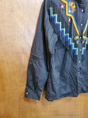 Vintage CEDARS Black Shirt Size 10 Beaded Western Rodeo Country Southwestern