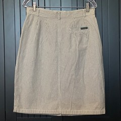 Harve Benard Striped Cotton Pleated Midi Length Skirt 10/12 Casual Preppy VTG