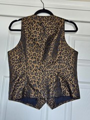Vtg Jacqueline Ferrar Animal Print Leopard Cheetah Shiny Zipper Vest 4