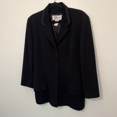GENNY by Versace Made In Italy Luxury Wool Felt Collar Blazer Coat, Black-US 12